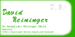 david meininger business card